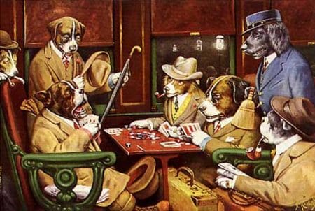 DogsPlayimgPokerHis Station and Four Aces